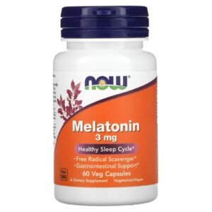 NOW Melatonin sleep supplement 3mg 60 veg capsules 1