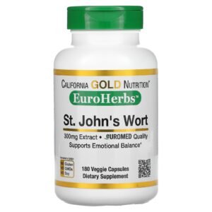 California Gold Nutrition St. Johns Wort EuroHerbs European Quality 300 mg 180 Veggie Capsules 1